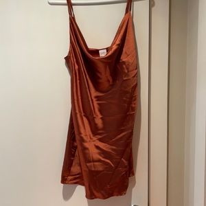 Satin dress, bronze